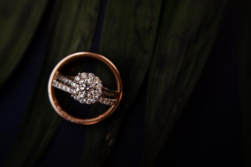 Wedding rings in close detail
