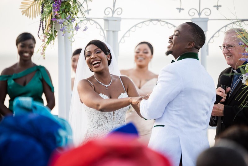 Joyful wedding ceremony moment