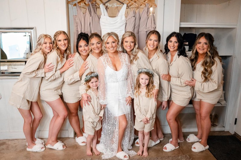 Bride and bridesmaids together before the ceremony