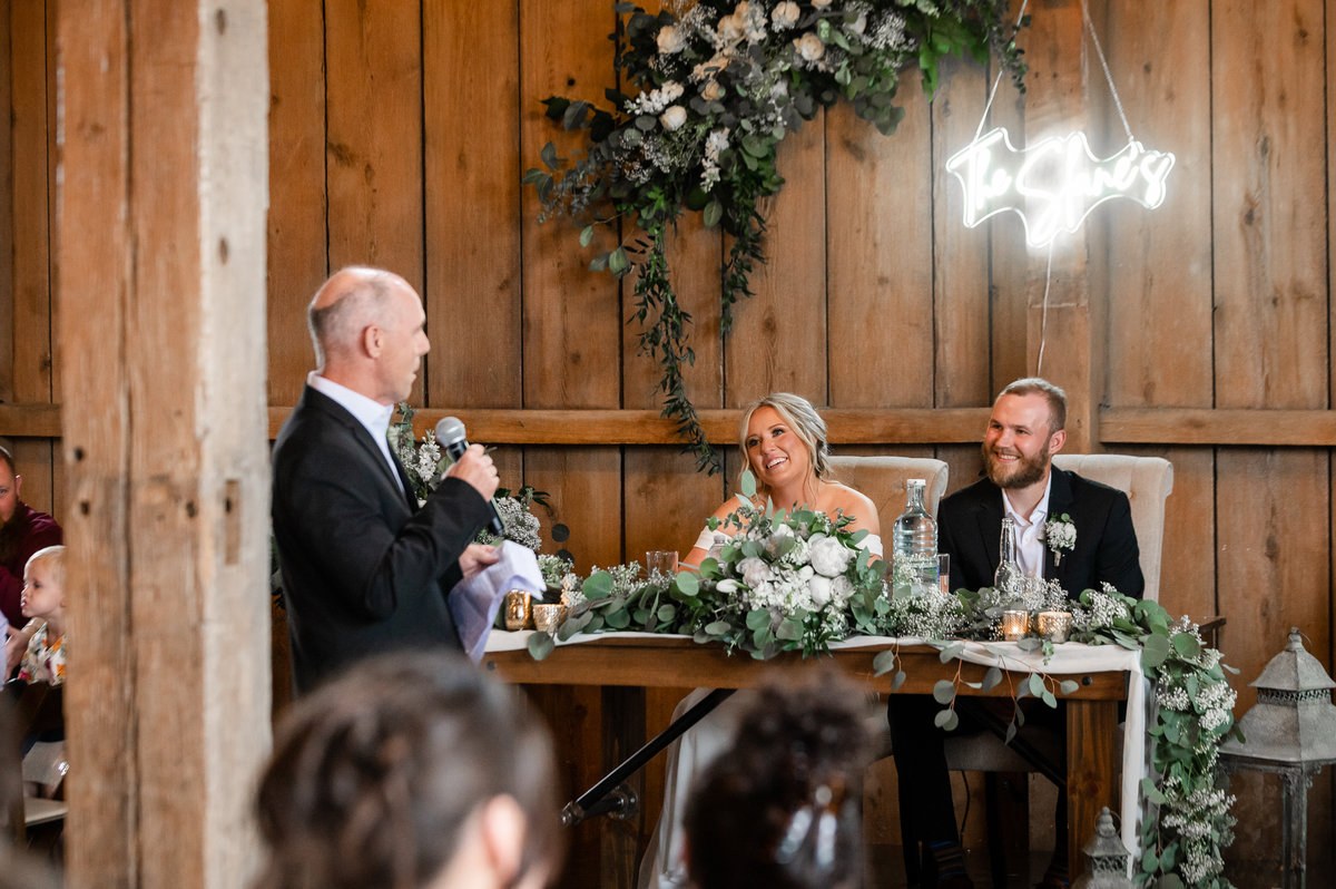 A loved one giving a speech at the wedding reception